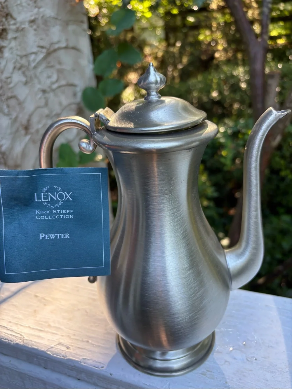 Lenox Kirk Stieff Brushed Pewter Coffee Tea Pot - Elegant Home Dining Drinkware